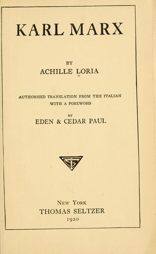 Cover for Karl Marx