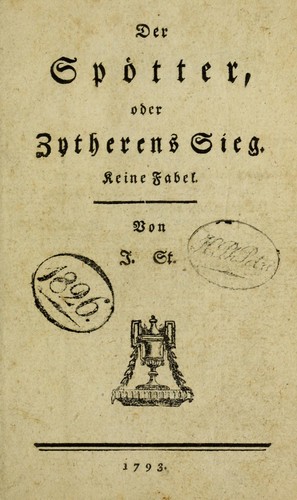 Cover for Der Sp©œtter, oder, Zytherens Sieg