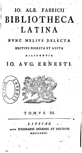 Cover for Io. Alb. Fabricii Biblioteca latina