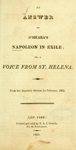 Cover for An answer to O'Meara's Napoleon in exile