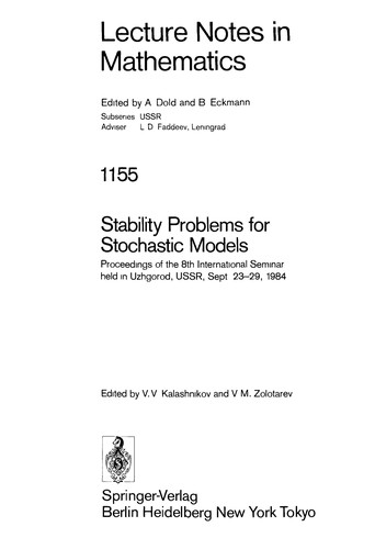 Cover for Stability problems for stochastic models