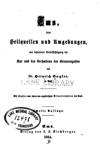 Cover for Ems, seine Heilquellen und Umgebungen, mit besonderer Berücksichtigung der Kur und des ...
