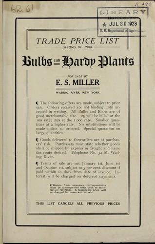 Cover for Trade price list spring of 1908