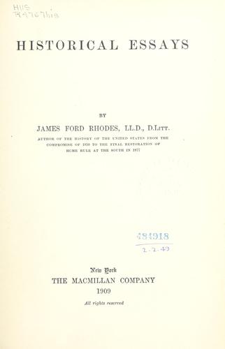 Cover for Historical essays