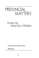 Cover for Provincial matters
