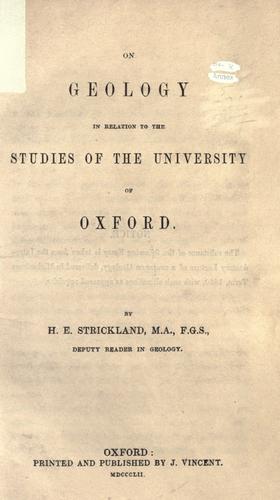 Cover for On geology in relation to the studies of the University of Oxford.