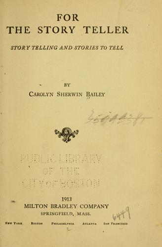 Cover for For the story teller