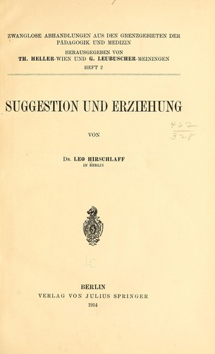 Cover for Suggestion und erziehung