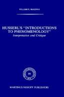 Cover for Husserl's "introductions to phenomenology"
