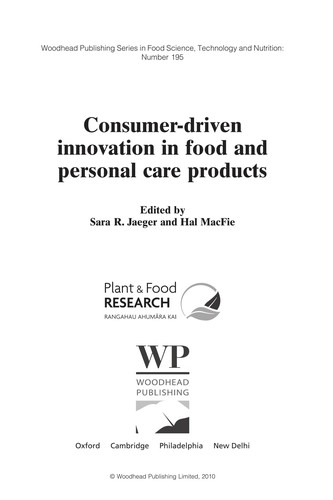 Cover for Consumer-driven innovation in food and personal care products
