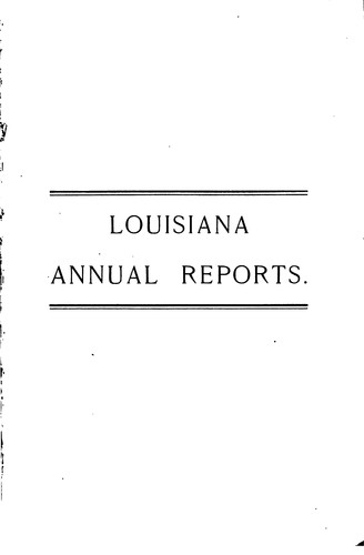 Cover for Reports of Cases Argued and Determined in the Supreme Court of Louisiana