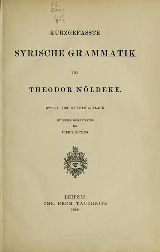 Cover for Kurzgefasste syrische Grammatik