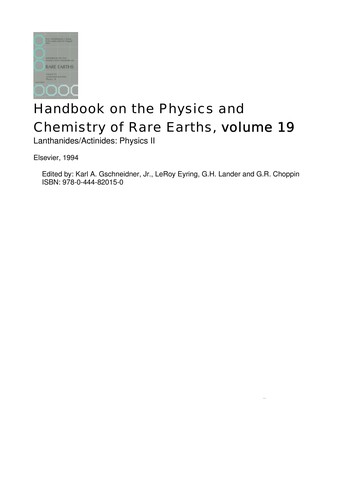 Cover for Handbook on the physics and chemistry of rare earths