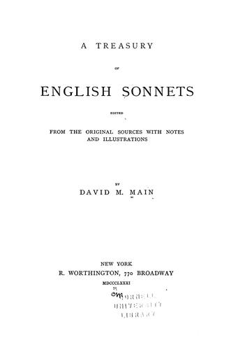 Cover for A treasury of English sonnets