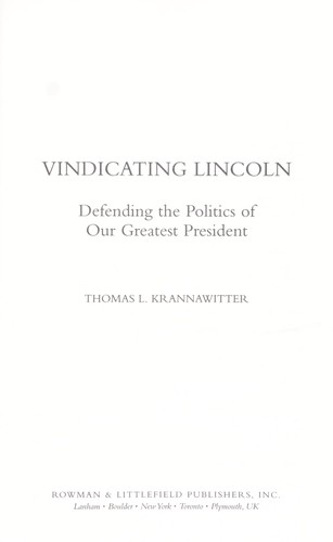 Cover for Vindicating Lincoln