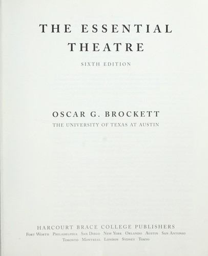 Cover for The essential theatre