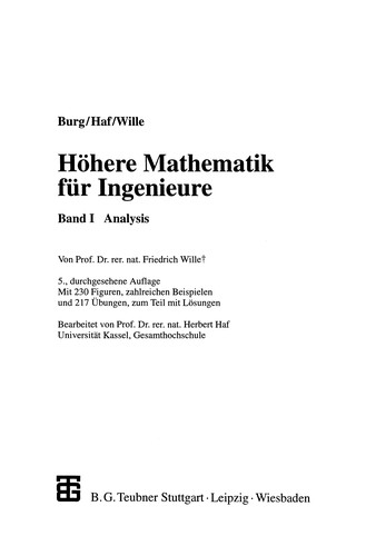 Cover for Höhere Mathematik für Ingenieure