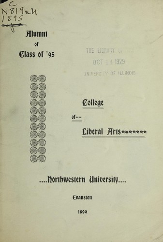 Cover for Alumni of Class of '95, College of Liberal Arts, Northwestern University
