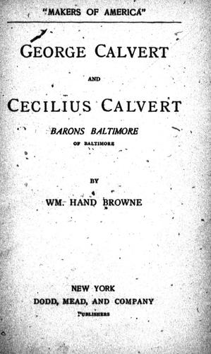 Cover for George Calvert and Cecilius Calvert, Barons Baltimore of Baltimore