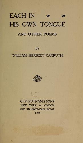Cover for Each in his own tongue