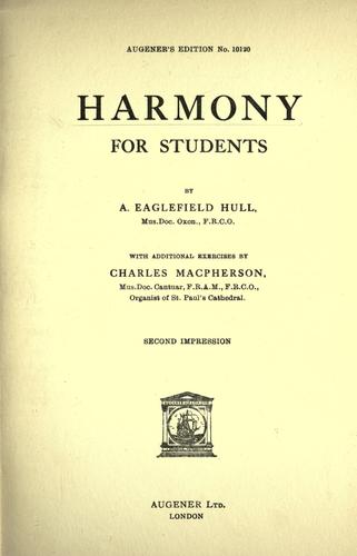 Cover for Harmony for students