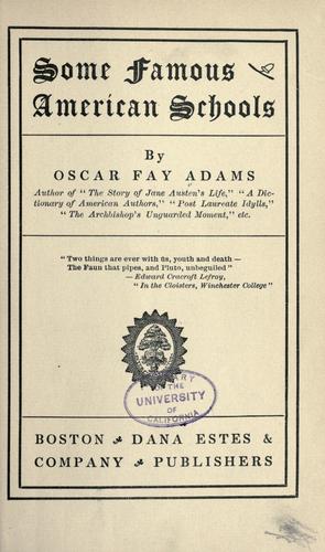 Cover for Some famous American schools