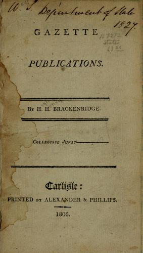Cover for Gazette publications.