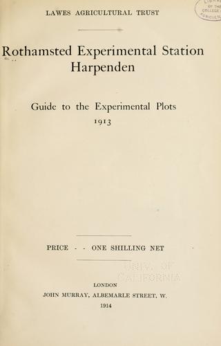 Cover for Guide to the experimental plots.