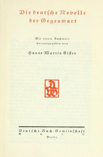 Cover for Die deutsche Novelle der Gegenwart.