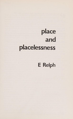 Cover for Place and Placelessness (Research in Planning and Design)