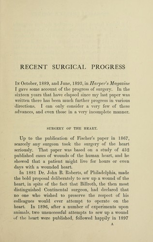 Cover for Recent surgical progress
