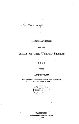 Cover for Regulations for the Army of the United States, 1895: With Appendix ...