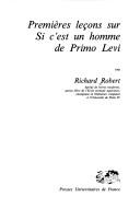 Cover for Premières leçons sur Si c'est un homme de Primo Levi