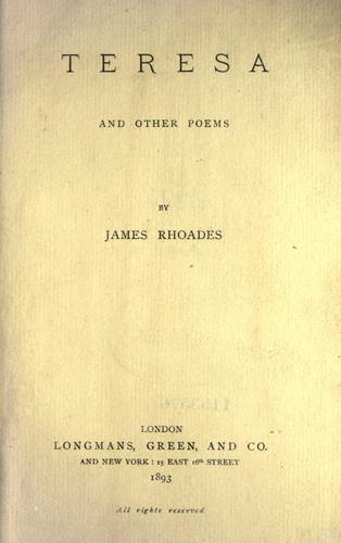 Cover for Teresa, and other poems.