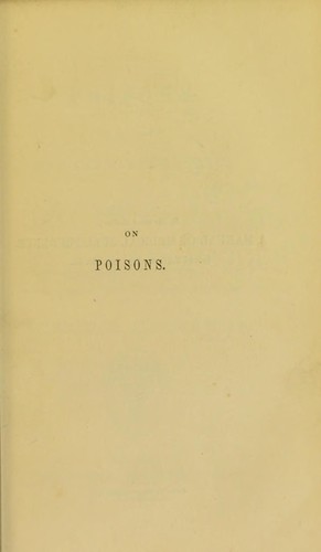Cover for On poisons, in relation to medical jurisprudence and medicine.