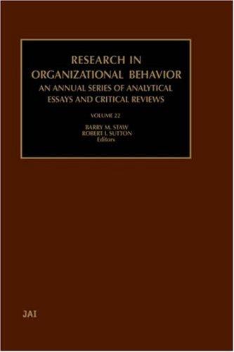 Cover for Research in Organizational Behavior, Volume 22 (Research in Organizational Behavior)