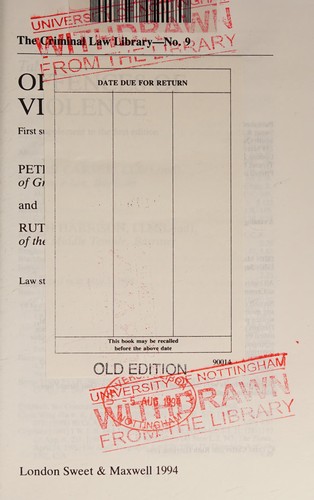 Cover for Offences of Violence (Criminal Law Library)