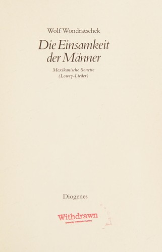Cover for Die Einsamkeit der Männer
