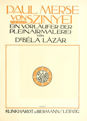 Cover for Paul Merse von Szinyei