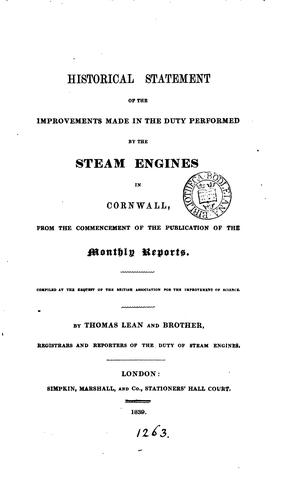 Cover for Historical Statement of the Improvements Made in the Duty Performed by the Steam Engines in ...