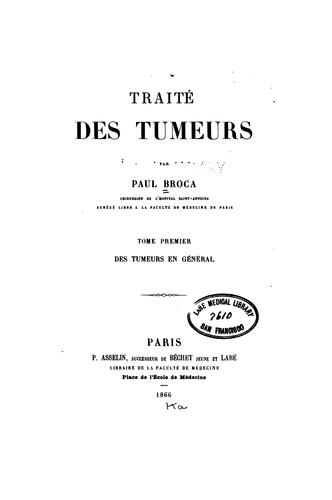 Cover for Traité des tumeurs
