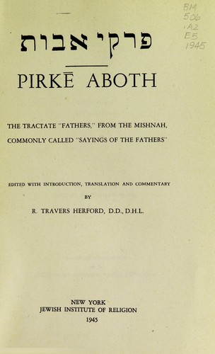 Cover for Pirke  Aboth