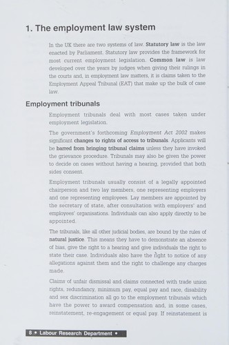Cover for Law at Work 2002 (Labour Research Department Booklets)