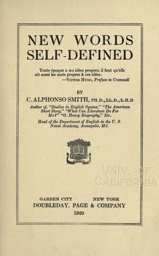 Cover for New words self-defined.