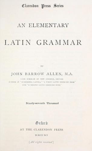 Cover for An elementary Latin grammar