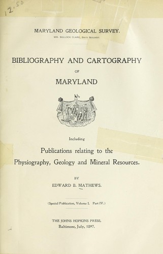Cover for Bibliography and cartography of Maryland