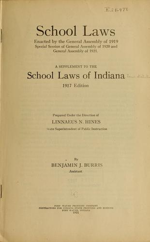 Cover for School laws enacted by the General assembly of 1919