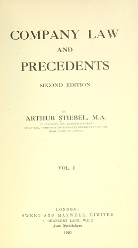 Cover for Company law and precedents.