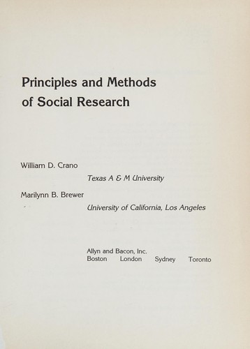 Cover for Principles and methods of social research