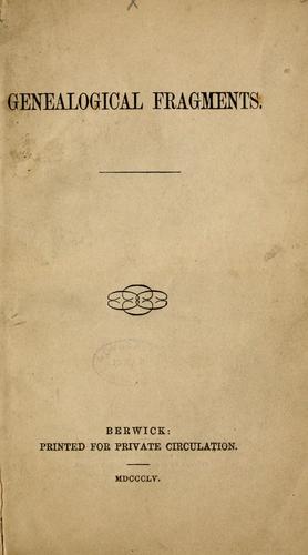 Cover for Genealogical fragments